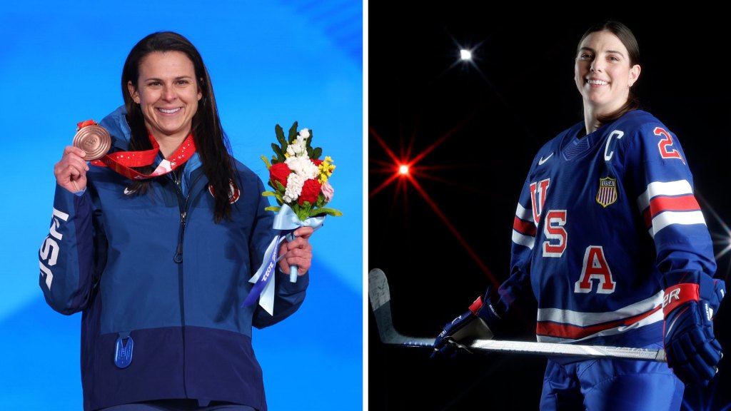 Brittany Bowe and Hilary Knight