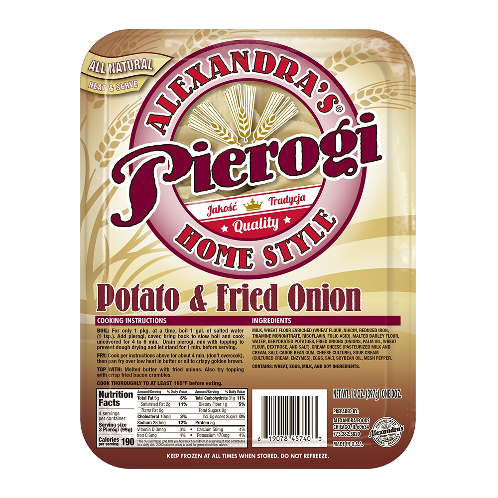 Alexandra Foods Potato and fried onion pierogis