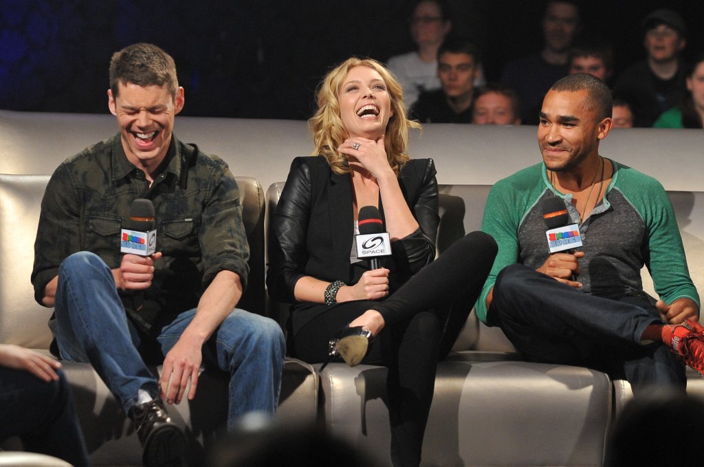 Actor Brian J. Smith, actress Alaina Huffman, actor Jamil Walker Smith attend the Innerspace Stargate Universe Special at the Masonic Temple on November 12, 2010 in Toronto, Canada. 