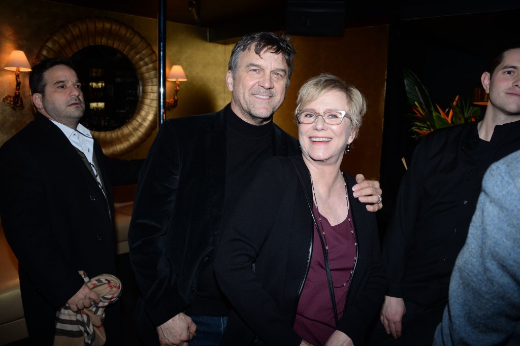 Ken Pace and Eve Plumb attend IFC Films With The Cinema Society And Monkey 47 Host The After Party For "Three Christs" at OMAR'S La Boîte on January 9, 2020 in New York City.