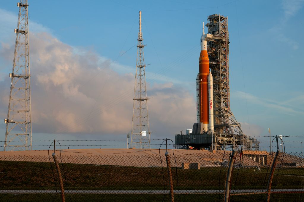 Artemis II Space Launch System rocket and Orion spacecraft, 2026