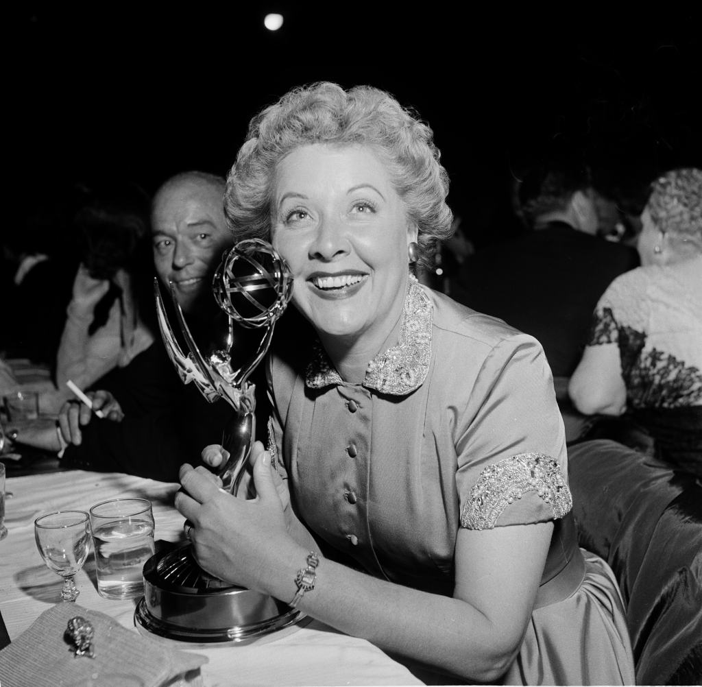 LOS ANGELES,CA - FEBRUARY 11,1954: Actress Vivian Vance poses with her award during the Emmy Awards in Los Angeles,CA. 