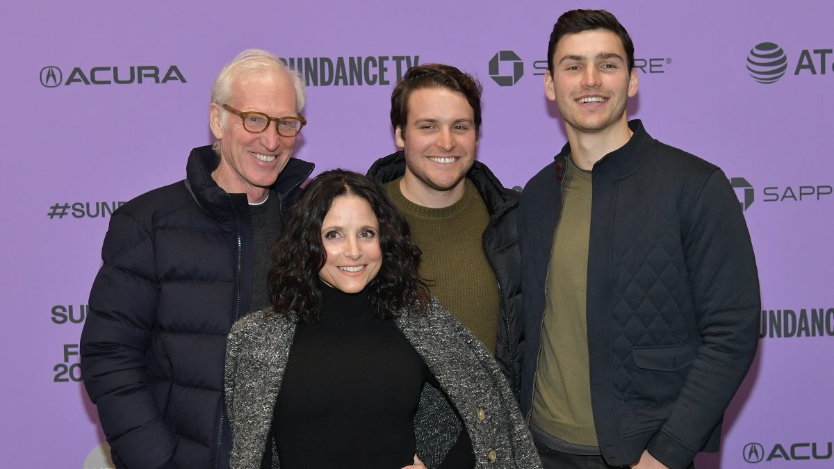 Henry and Charlie Hall with their parents, Julia-Louis Dreyfus and Brad Hall, in 2020