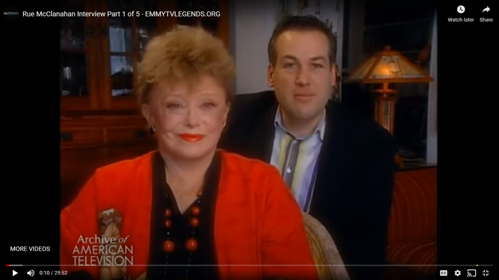 Rue and Jim during the interview he conducted for the Archive of American Television (now called "The Interviews") at her home in NYC on May 4, 2006.
