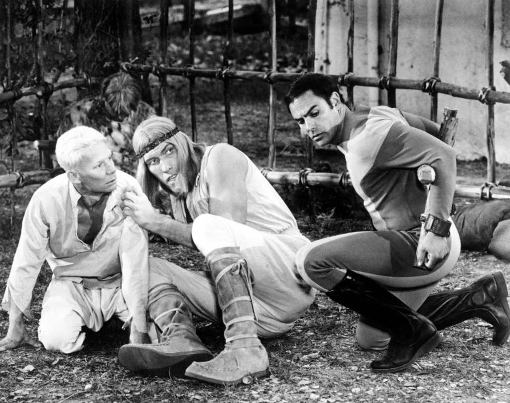PLANET EARTH, (from left): Christopher Cary, Ted Cassidy, John Saxon, 1974