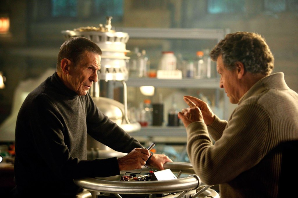 FRINGE, (from left): Leonard Nimoy, John Noble, 'Over There, Part II', (Season 2, ep. 223, aired May 20, 2010)
