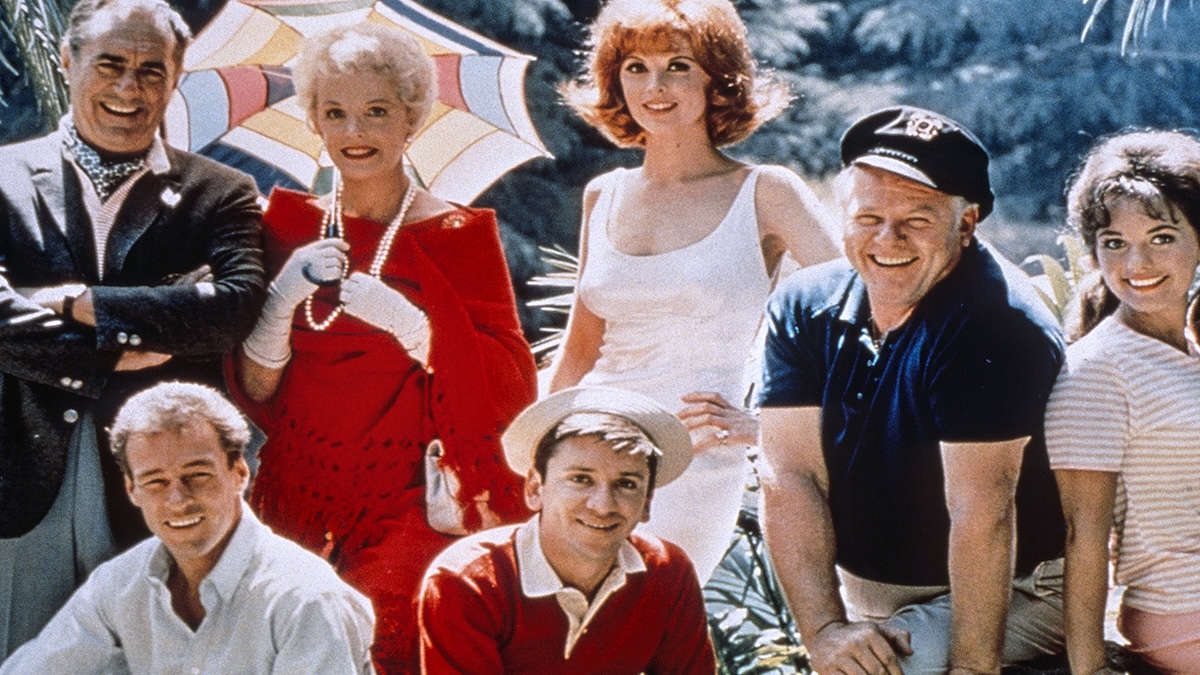 GILLIGAN'S ISLAND, back from left: Jim Backus, Natalie Schafer, Tina Louise, Alan Hale, Jr., Dawn Wells; front from left: Russell Johnson, Bob Denver, 1964-1967