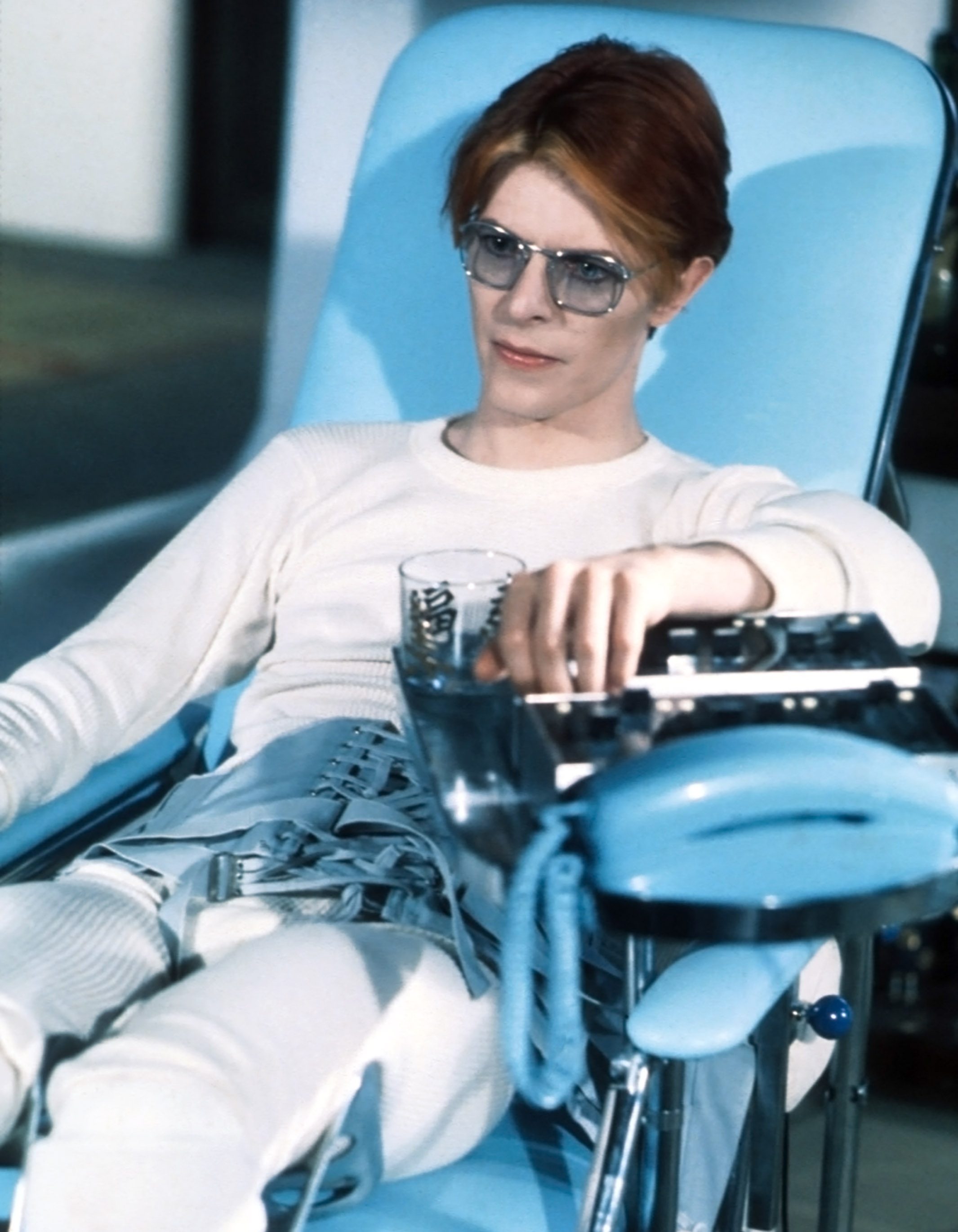 David Bowie as Thomas Jerome Newton in The Man Who Fell to Earth—a role that almost went to writer Michael Crichton!