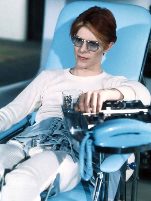 David Bowie as Thomas Jerome Newton in The Man Who Fell to Earth—a role that almost went to writer Michael Crichton!