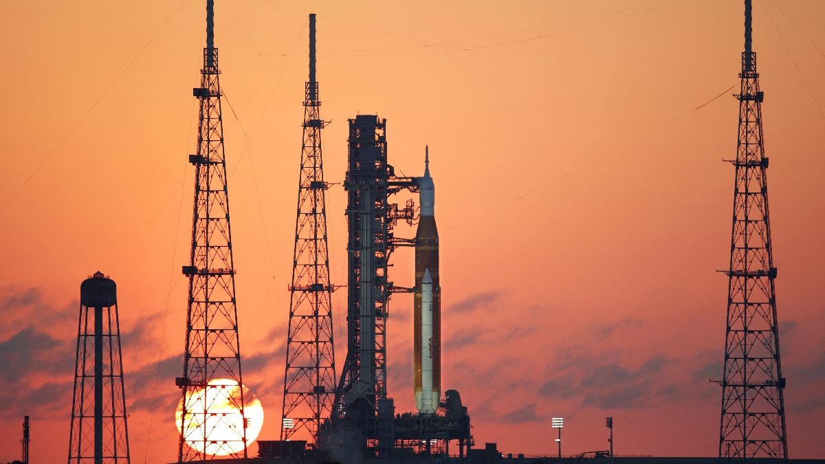 NASA's Artemis II Space Launch System (SLS) rocket and Orion spacecraft, 2026