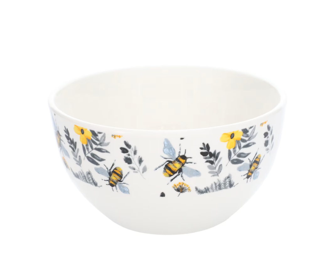 Bee-themed cereal bowl