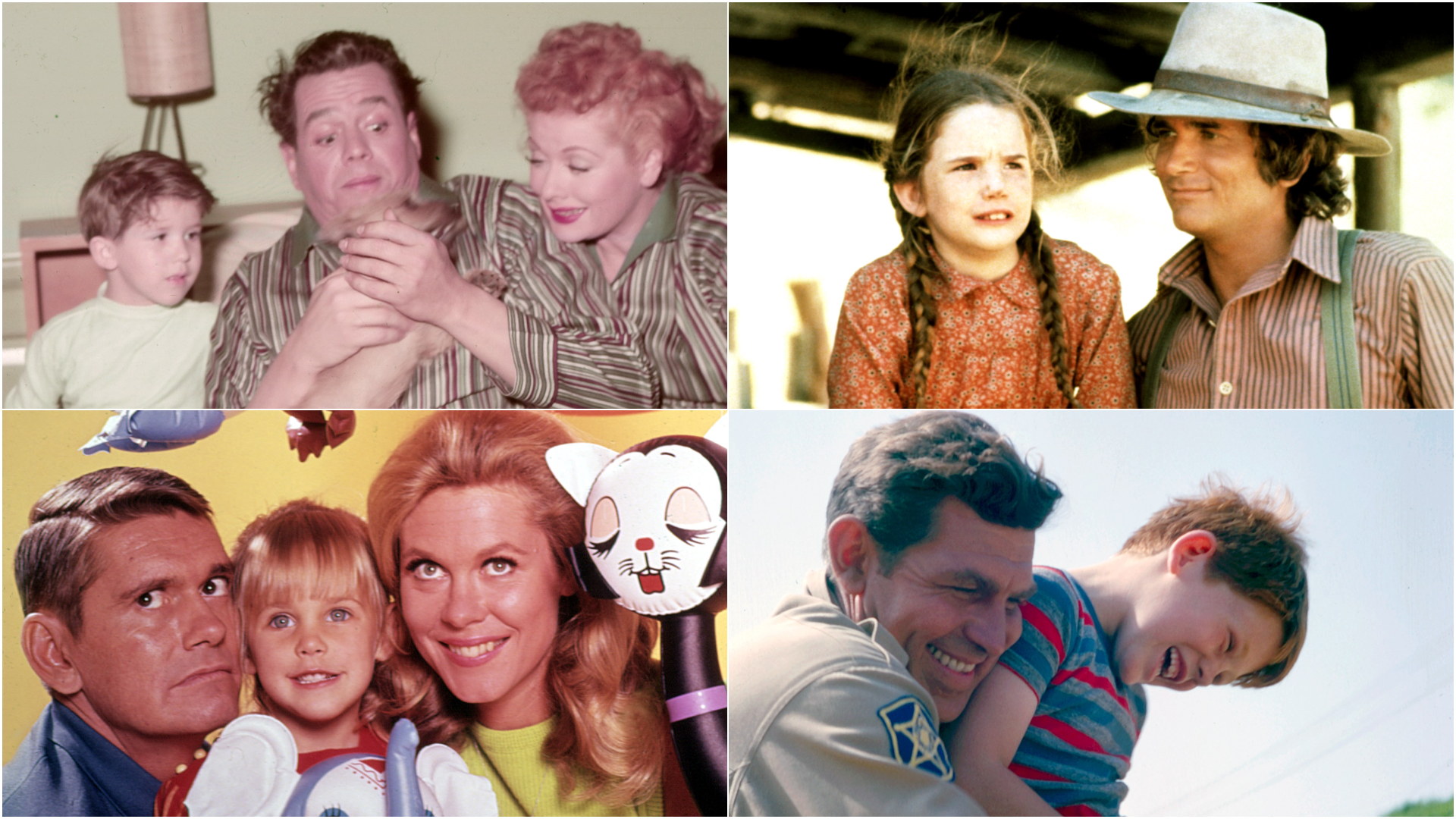 Clockwise from top left: 'I Love Lucy,' 'Little House on the Prairie,' 'The Andy Griffith Show' and 'Bewitched'