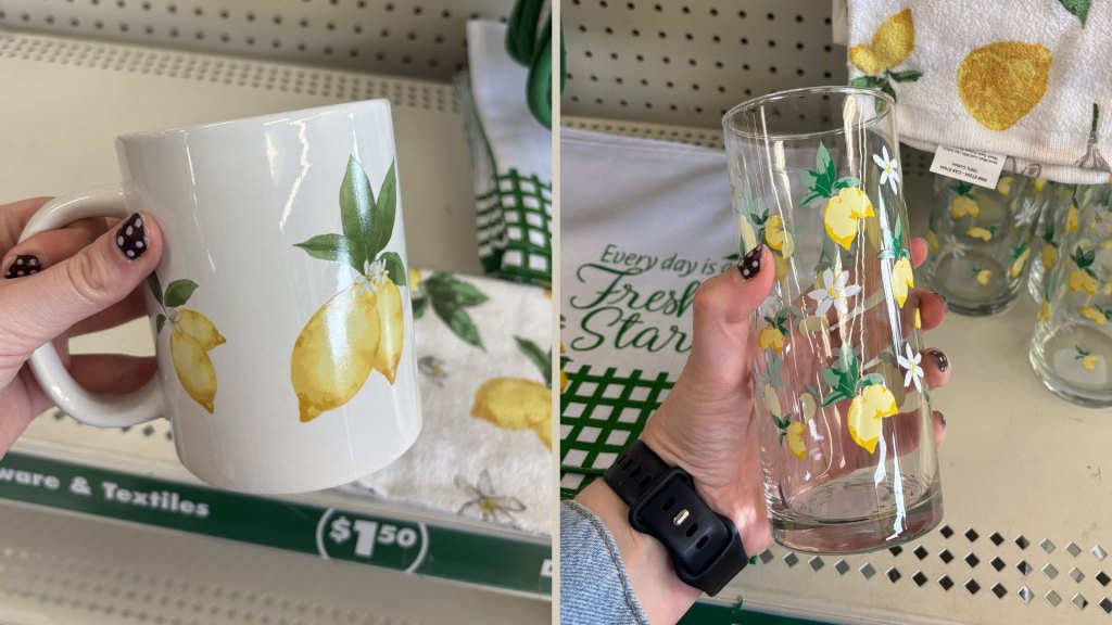 Dollar Tree lemon glasses and mugs