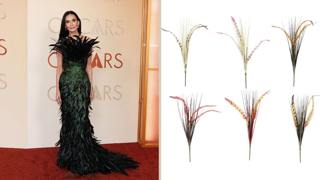 Demi Moore / Floral Grass with Feathers
