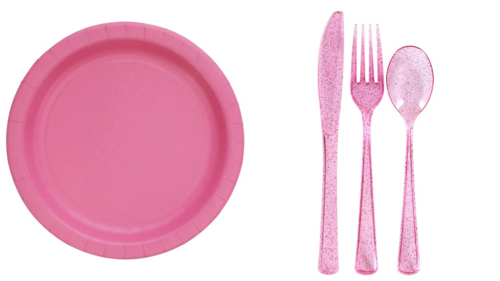 pink plasticware