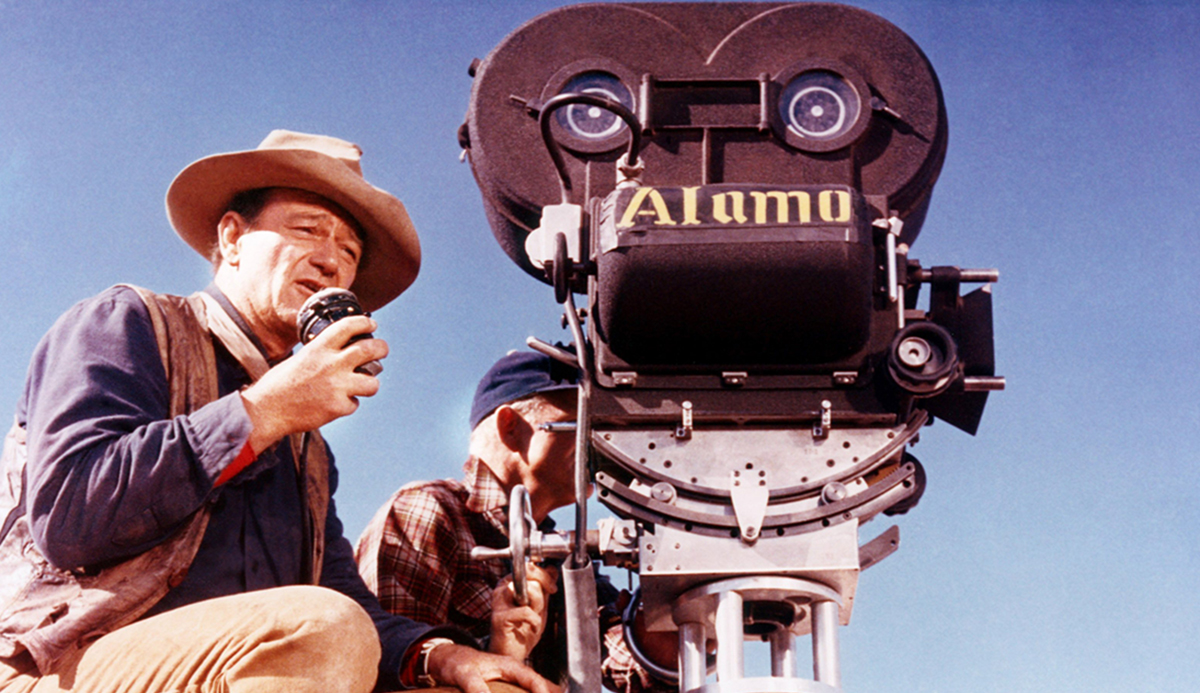 John Wayne on the set of 'The Alamo'