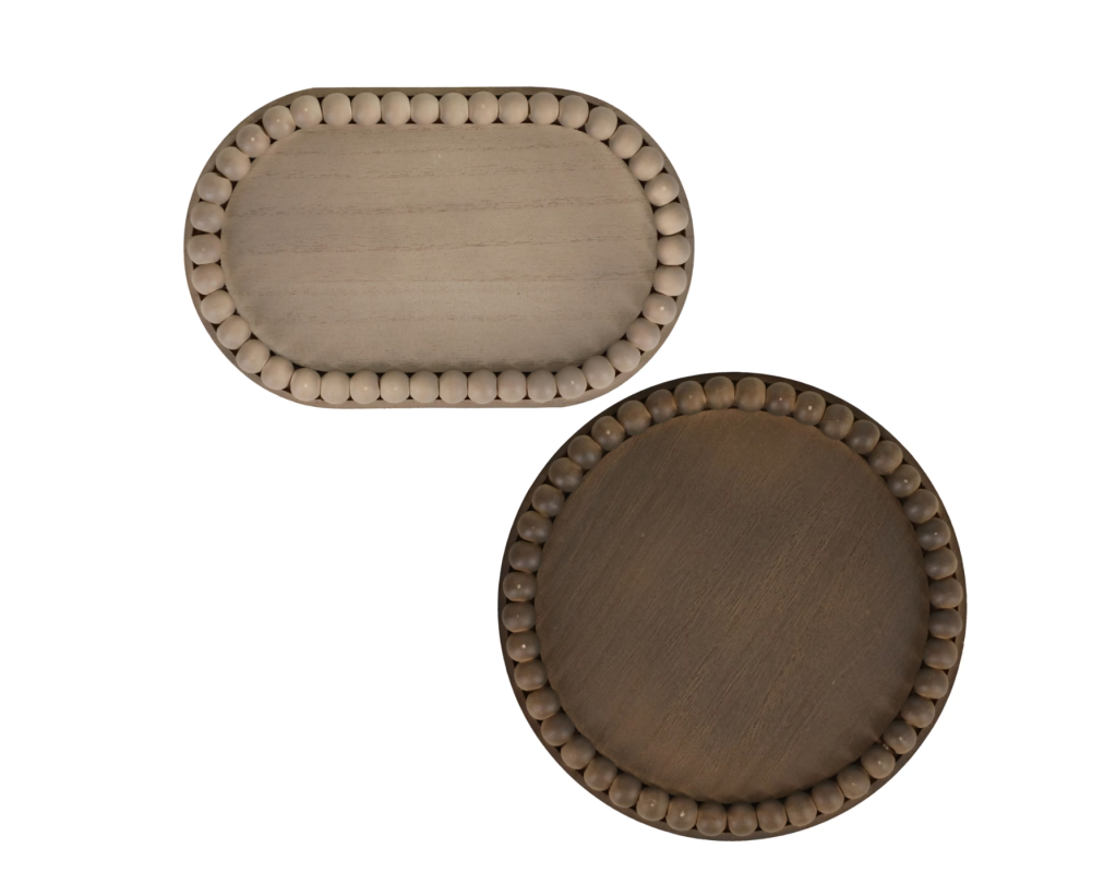 Beaded wooden tray