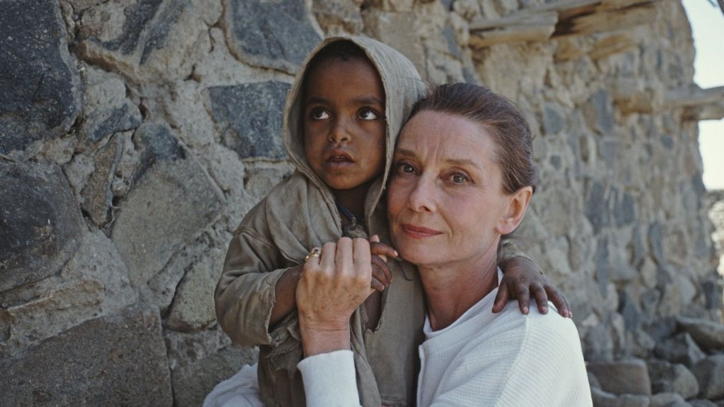 Audrey Hepburn with an Ethiopian girl on her first field mission for UNICEF in Ethiopia in 1988
