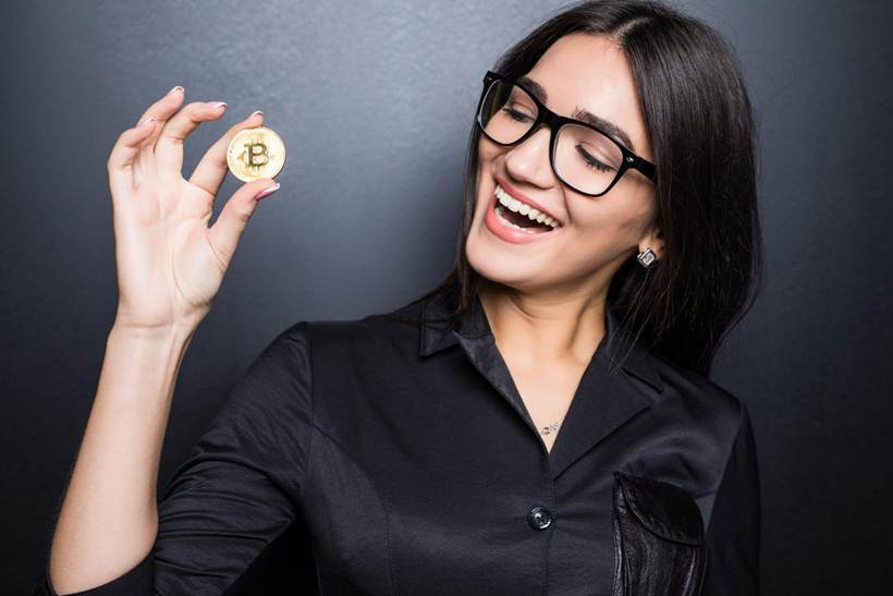 Woman and bitcoin