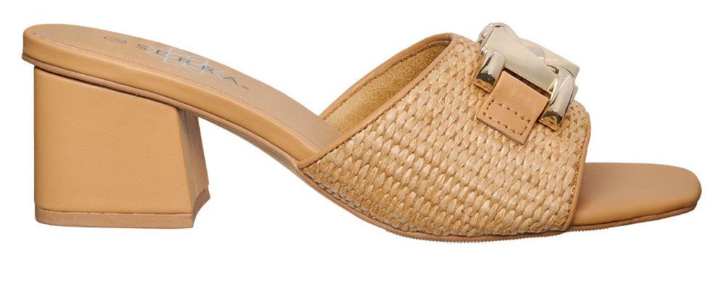 Aldi's block-heeled, raffia-look Ferragamo sandals dupe