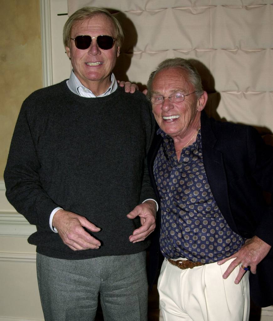 Adam West and Frank Gorshin during Pacific Pioneer Broadcasters Honor Frank Gorshin at The Sportsmen's Lodge in Studio City, California, United States. 