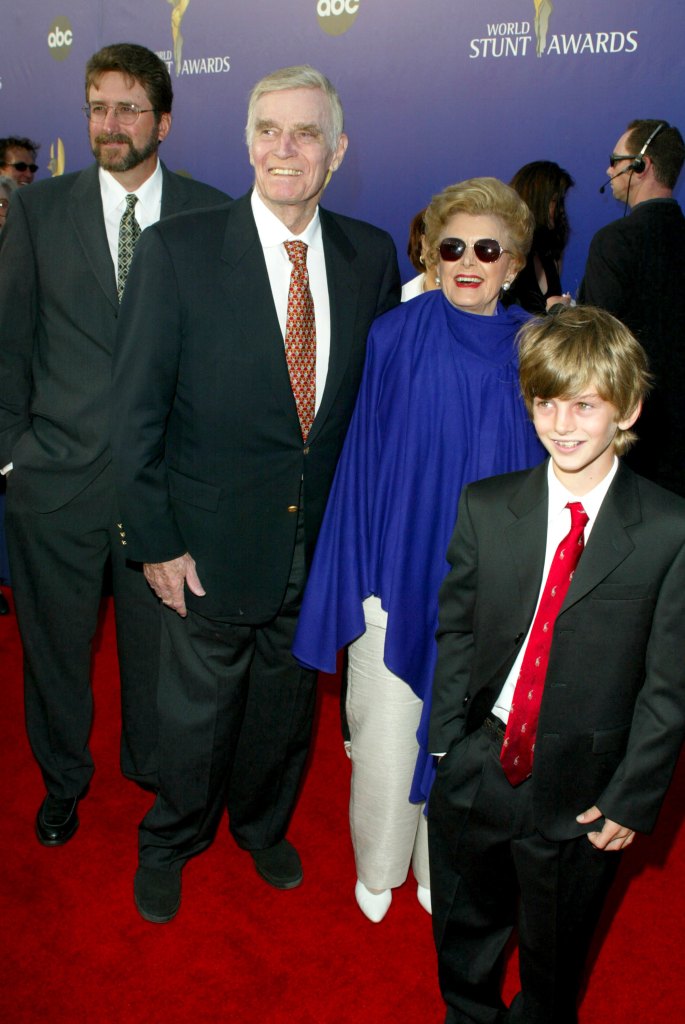 Charlton Heston, wife Lydia Heston, son Fraser Heston and grandson Jack Heston