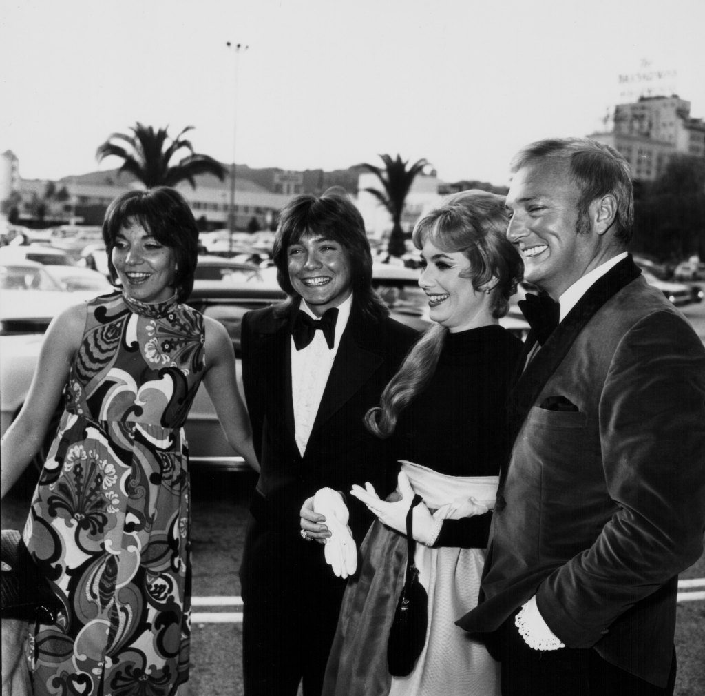 Actors (L-R) Jack Cassidy and Shirley Jones with their son, singer David Cassidy, and his date Lynn Dubiou, attending the Grammy Awards, Los Angeles, circa 1975. 
