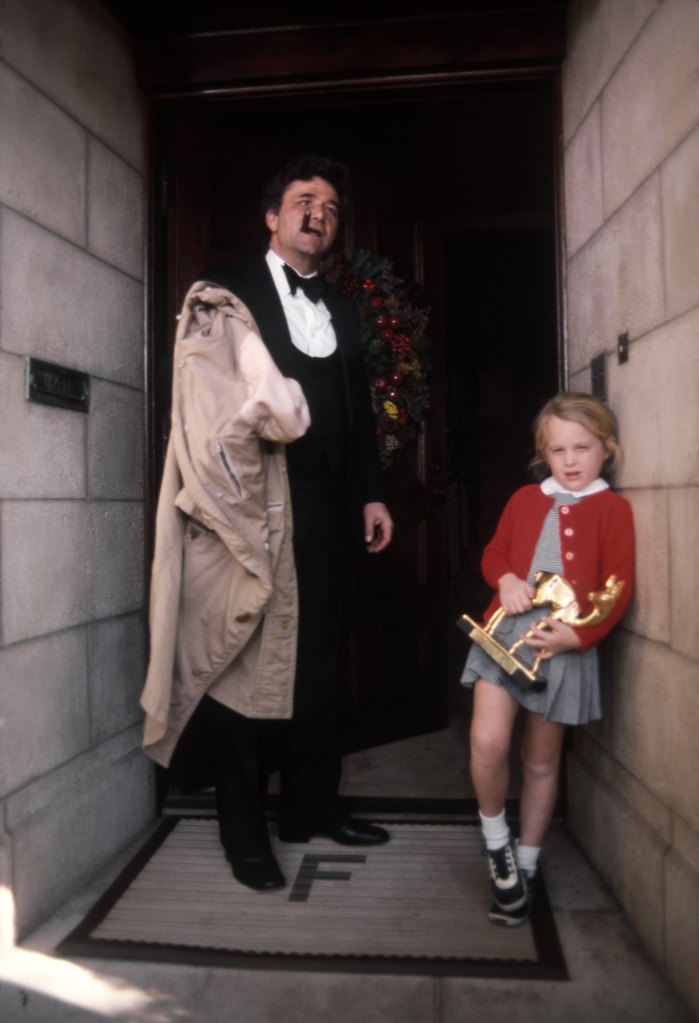 Peter Falk and his daughter Catherine on the set of his TV show "Columbo" (1975)