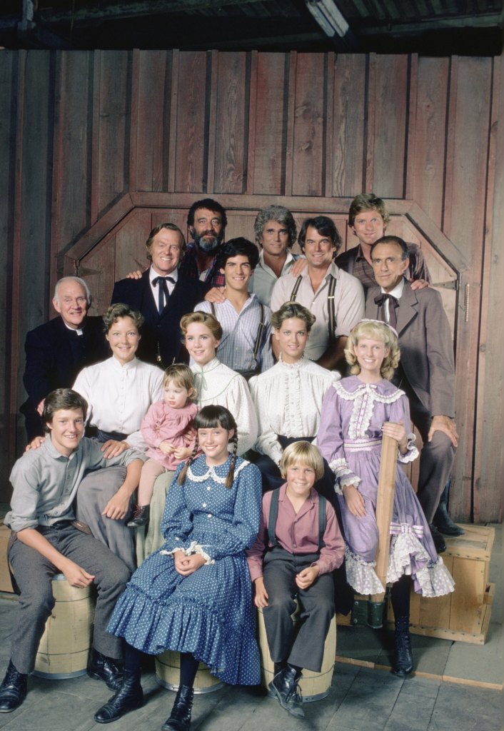 The cast of Little House: Look Back to Yesterday in 1983 (front row left to right) Lindsay Kennedy, Shannen Doherty and David Friedman (second row left to right) Pamela Roylance, Melissa Gilbert, Leslie Landon and Allison Balson (third row left to right) Dabbs Greer, Kevin Hagen, Matthew Laborteaux, Stan Ivar and Richard Bull (back row left to right) Victor French, Michael Landon and Dean Butler