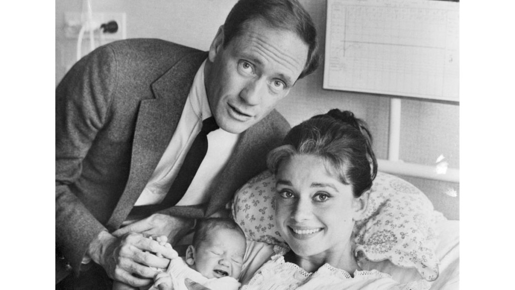 Mel Ferrer and Audrey Hepburn with their son Sean Hepburn Ferrer in 1960