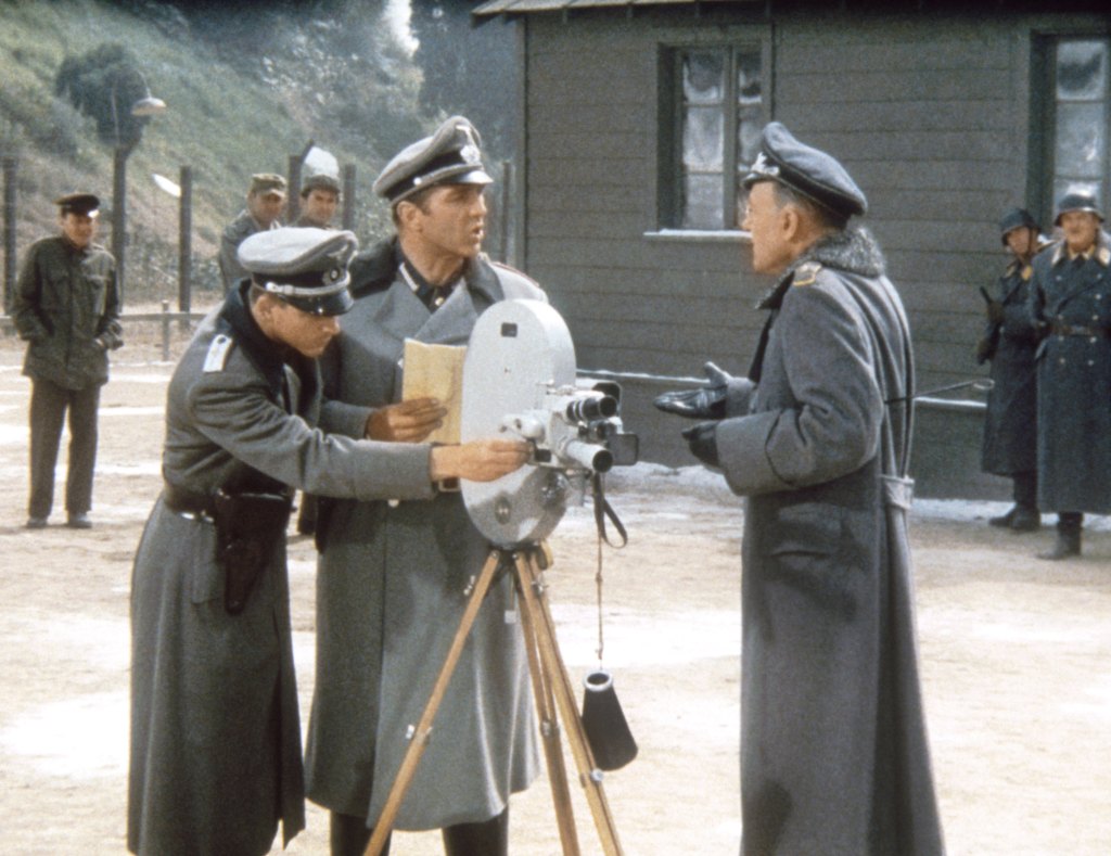 HOGAN'S HEROES, (from left): William Christopher, John Crawford, Werner Klemperer, 'Movies Are Your Best Escape', (Season 1, aired Nov. 5, 1965), 1965-71.