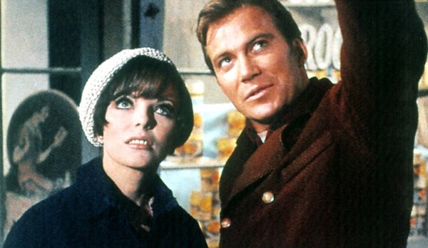 Joan Collins, William Shatner, in Season 1 Episode \#28, 'City On the Edge Of Forever,' April 6, 1967.