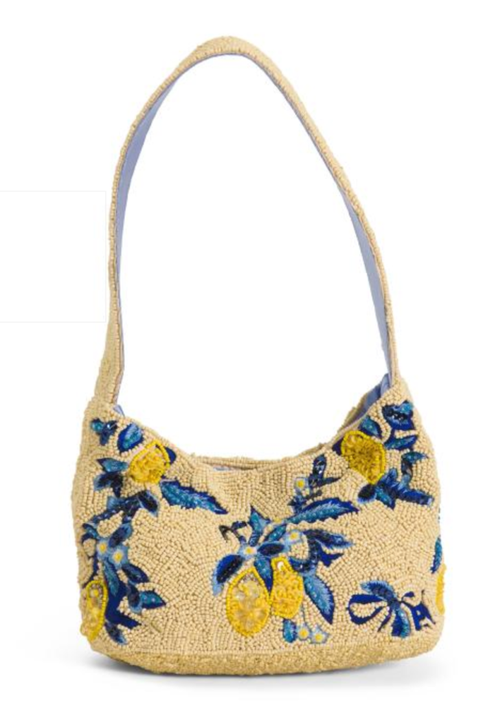 image of beaded lemon shoulder bag