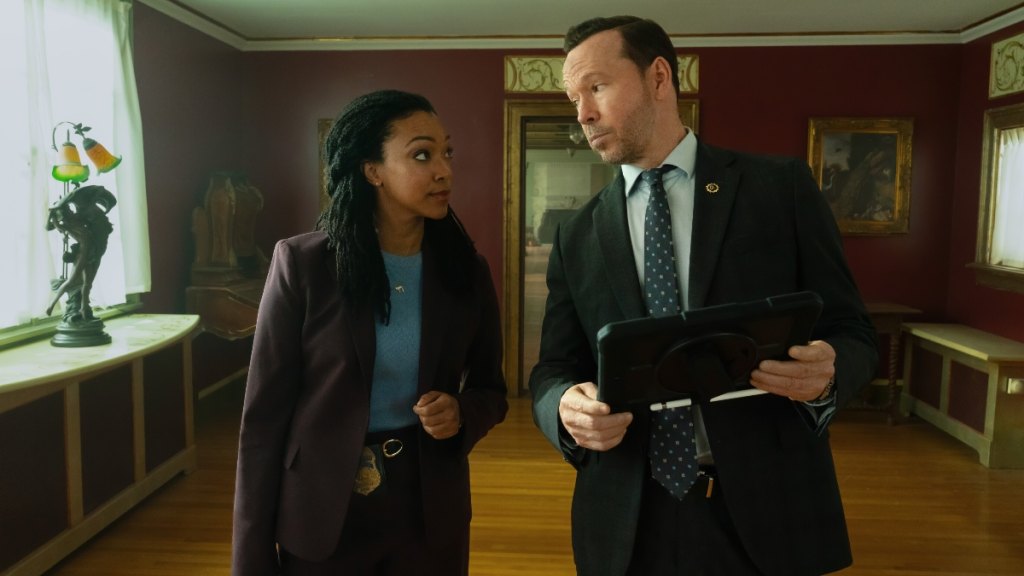Sonequa Martin-Green as Lena Silver and Donnie Wahlberg as Danny Reagan, Boston Blue, 2025