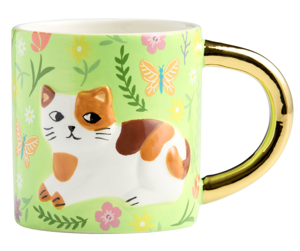 World Market hand-painted ceramic cat mug