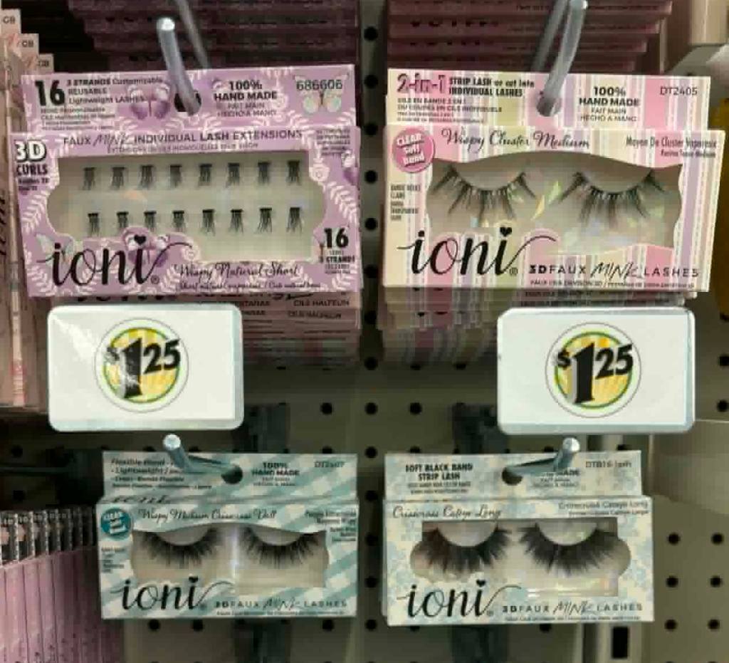 False eyelash kits at Dollar Tree