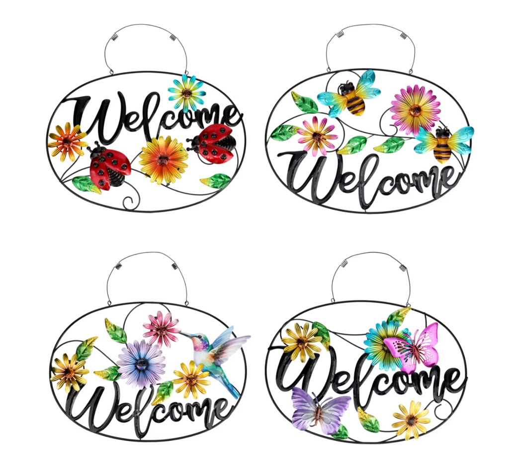 Spring-themed welcome sign