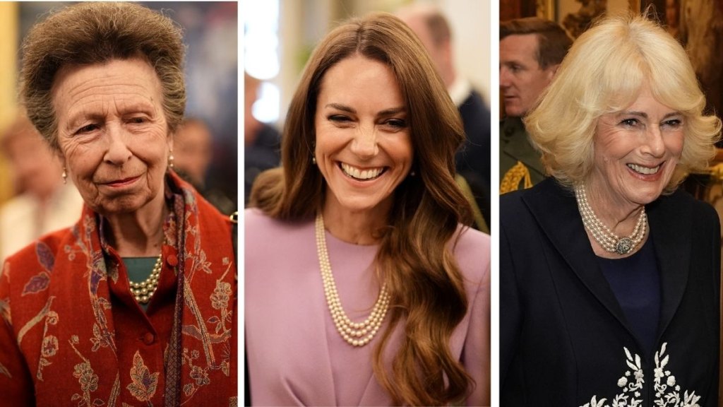 Left: Princess Anne; Middle: Princess Kate; Right: Queen Camilla