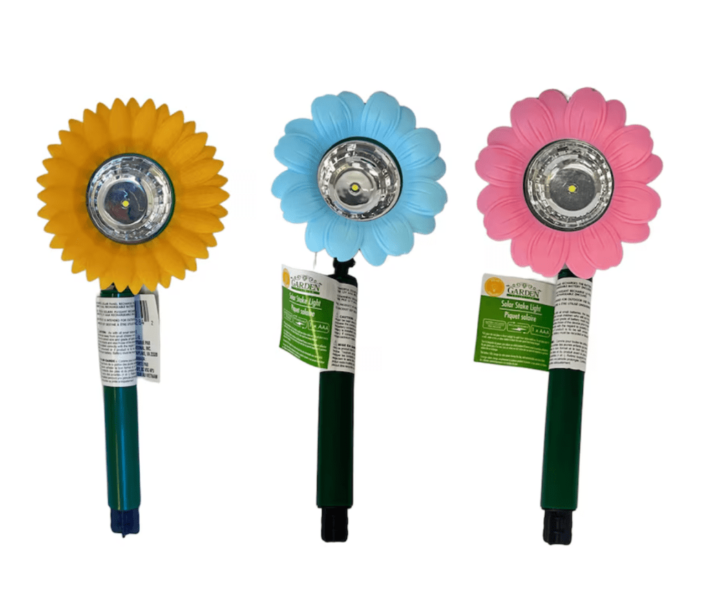 Dollar Tree sunflower-shaped solar stakes