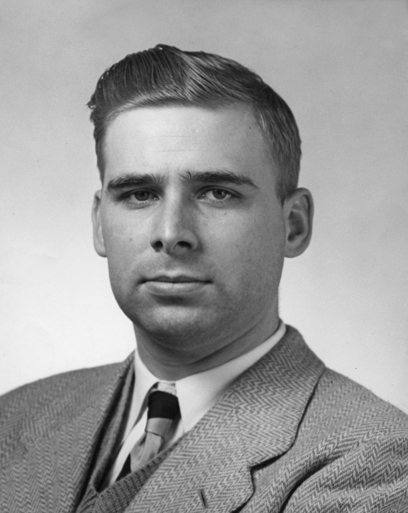 Pan American airways pilot, third officer E W Roddenberry, better known as Gene Roddenberry, creator of the Star Trek television series and franchise, circa 1947. 
