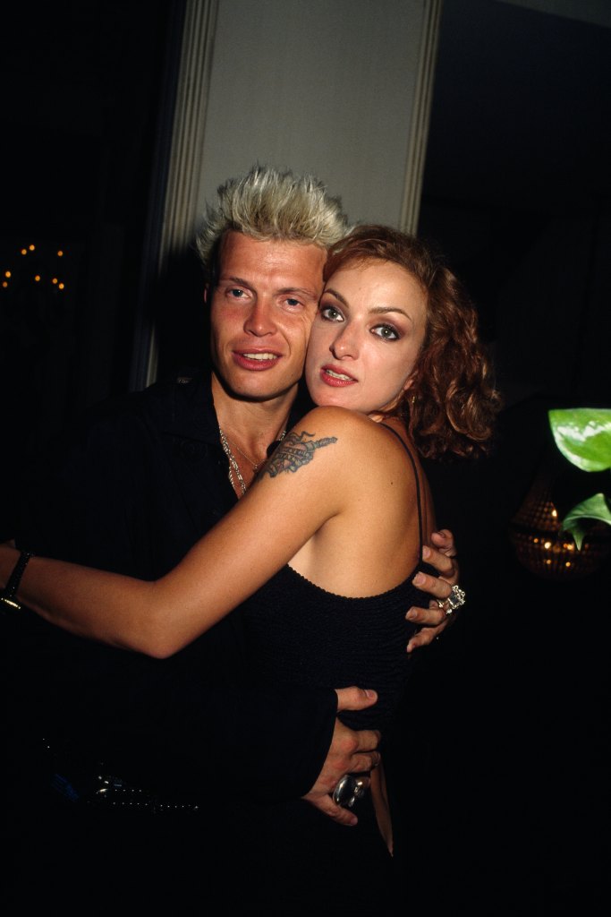 British punk singer and songwriter Billy Idol and his partner, actress, dancer, and singer Perri Lister (1987)