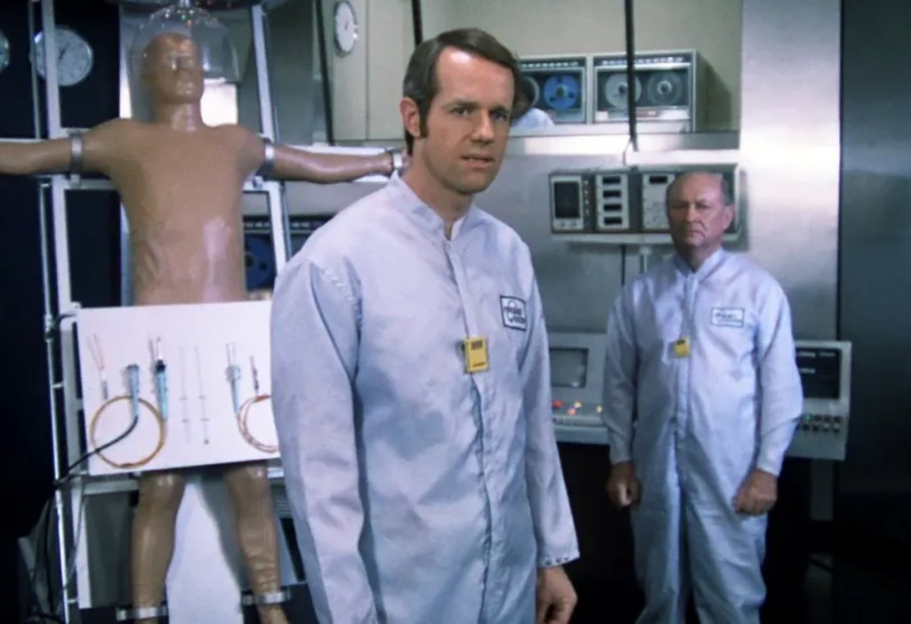 Mike Farrell as Jerry Robinson in The Questor Tapes