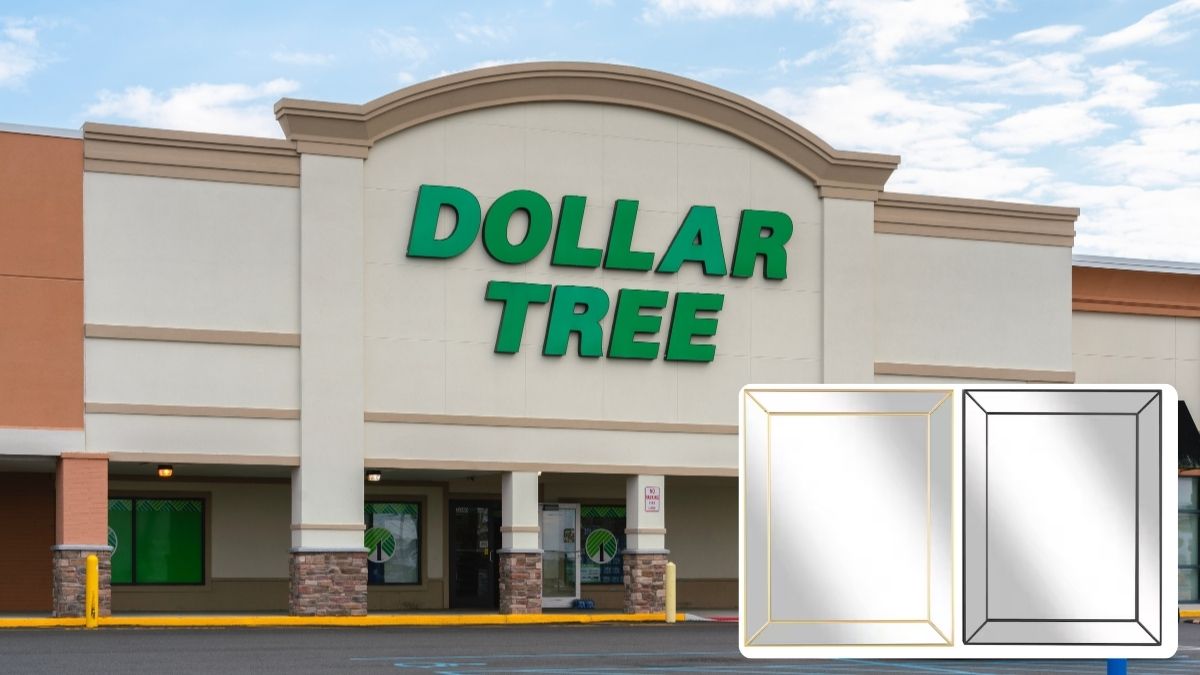 Dollar Tree store with inset of beveled mirrors