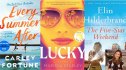 book jackets of Every Summer After, Lucky and The Five-Star Weekend—with an inset of Jennifer Garner