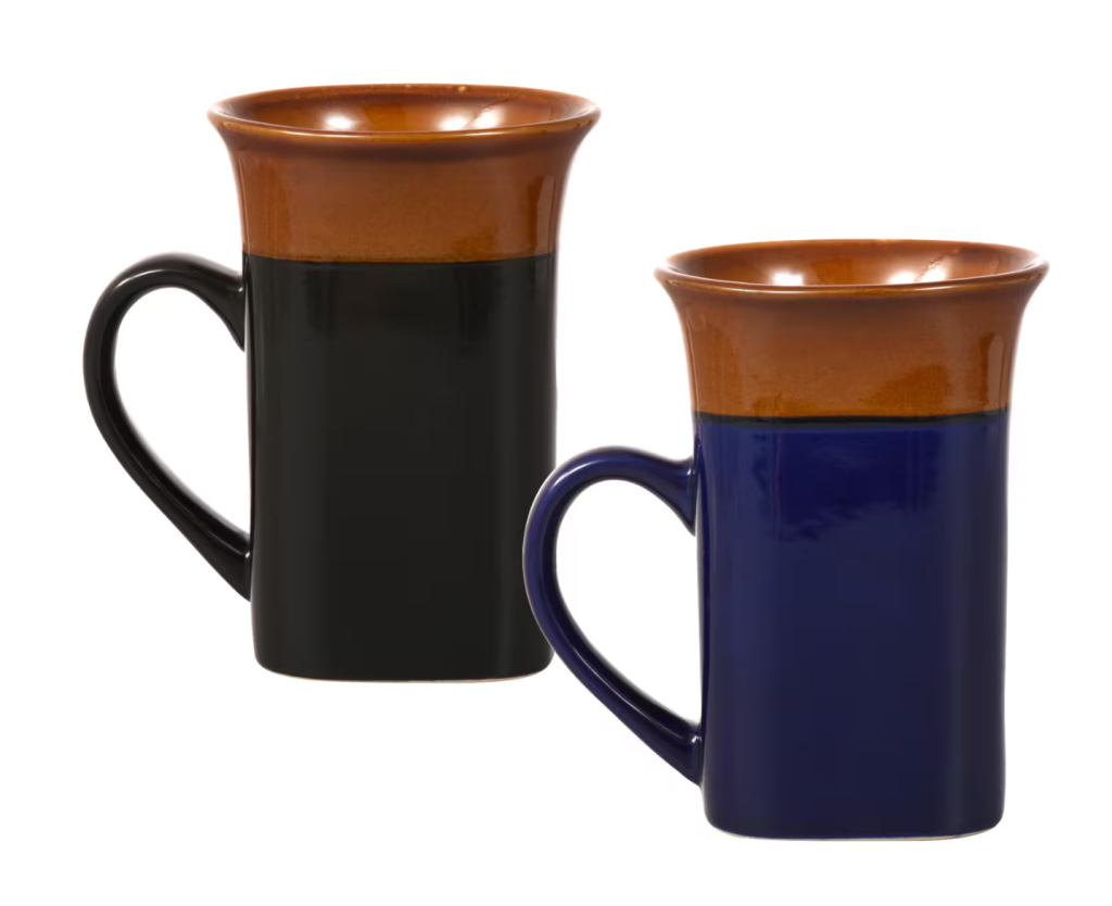 Two-Tone Flared-Rim Stoneware Mugs