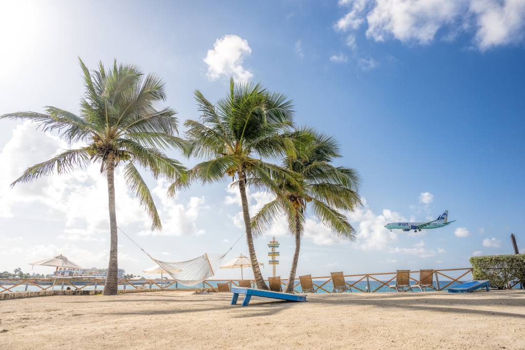 This is the man-made private upper beach for Maho Beach Resort.