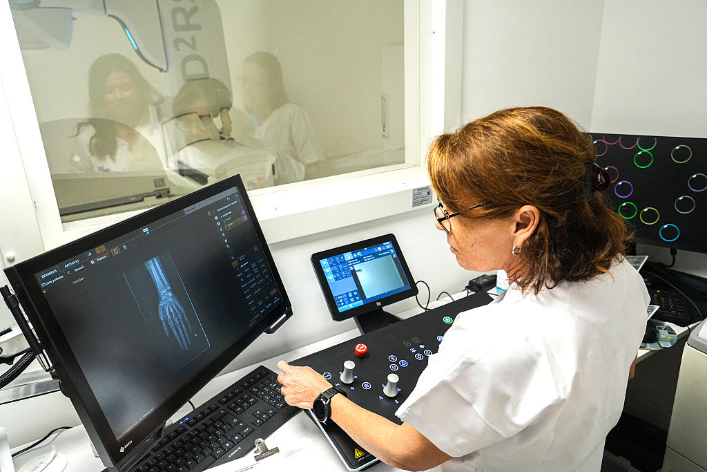 Woman reviewing bone scan