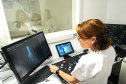Woman reviewing bone scan