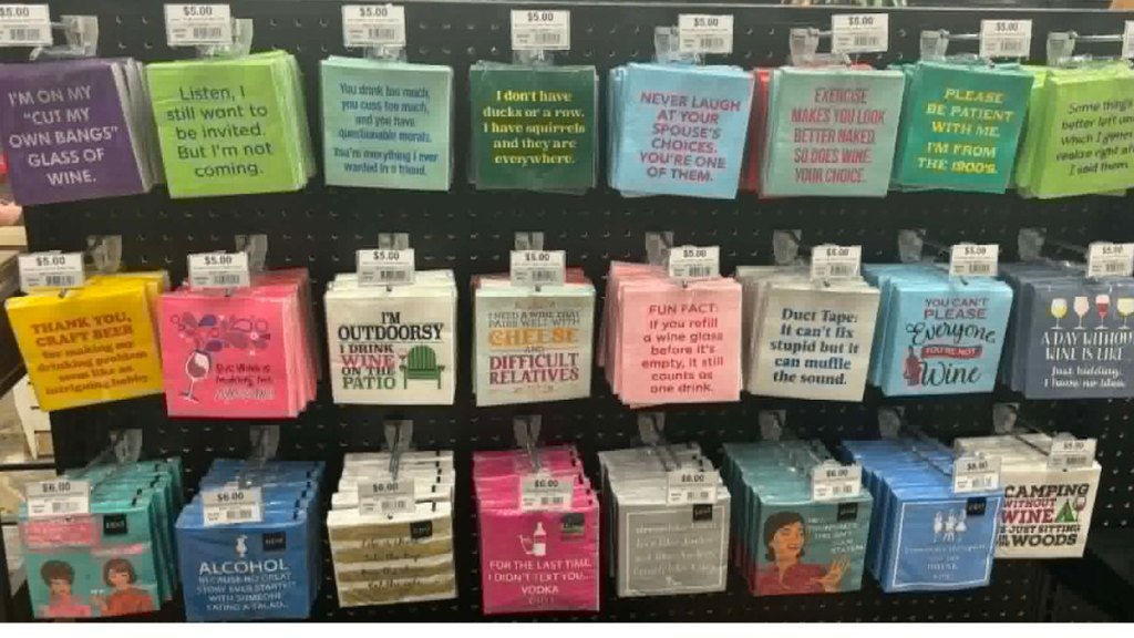 Funny cocktail napkins at Ace Hardware.
