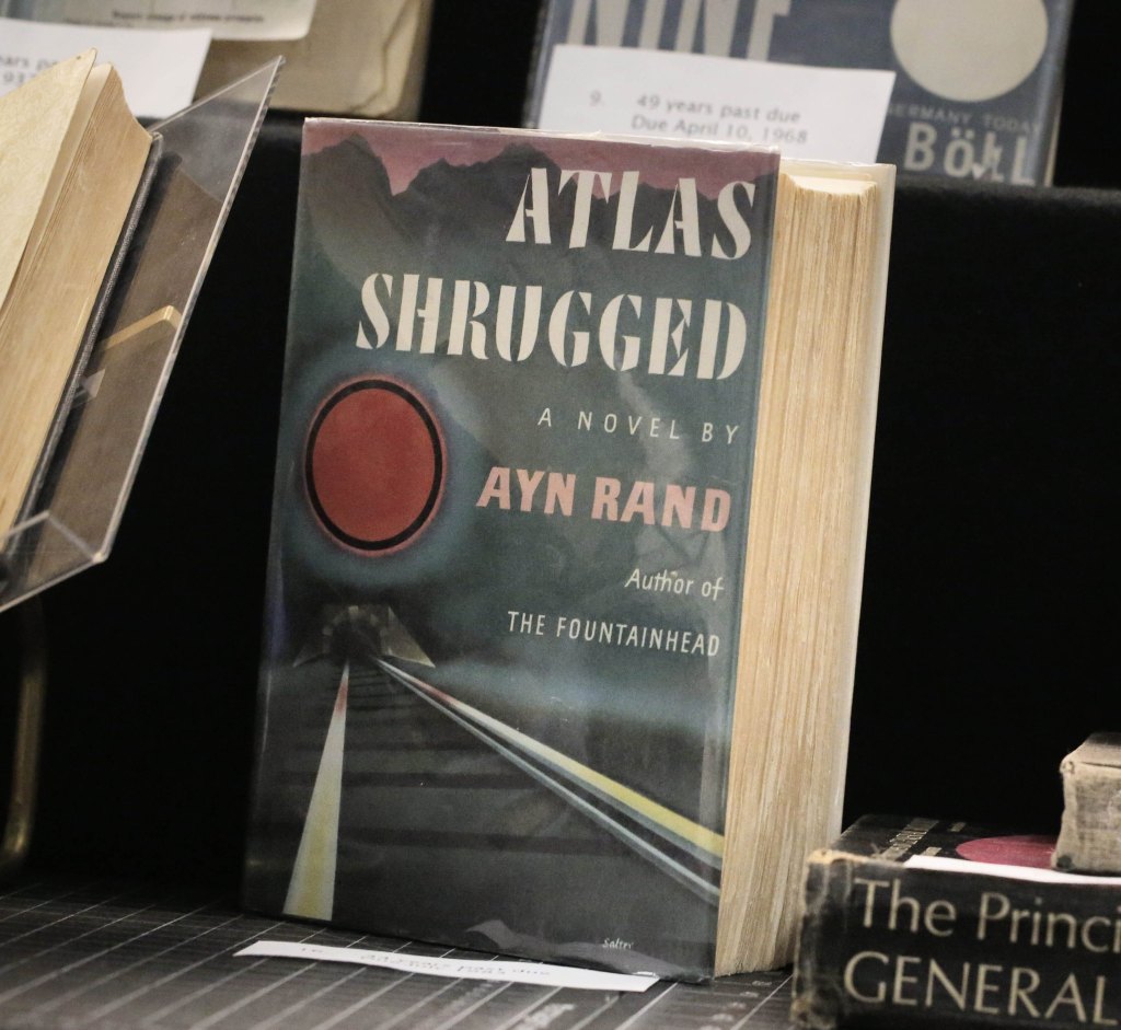 A first edition copy of "Atlas Shrugged" by Ann Rand